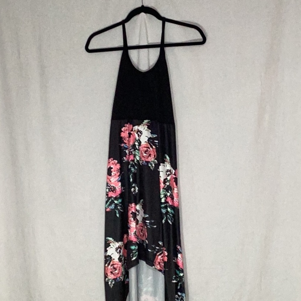 Black and floral Hi-Low Dress